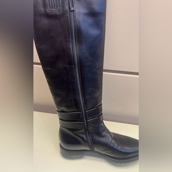 MARINO FABIANI MADE IN ITALY LEATHER Black Combat Boots with Buckle and Zipper - Picture 3 of 5